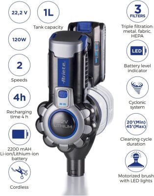 Ariete Dikey Şarjlı Süpürge Mavi 2722/00 - 2