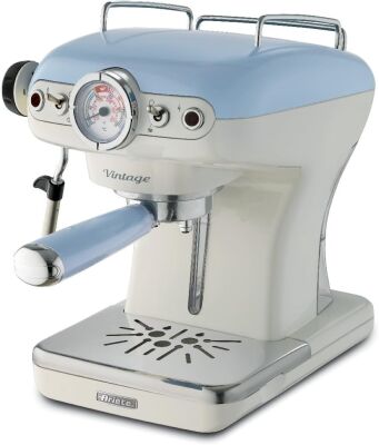 Ariete Vintage Espresso Kahve Makinesi Mavi 1389/15 + Vintage Süt Köpürtücü 2878/05 Hediyeli - 2