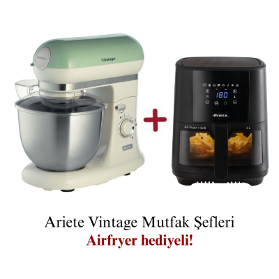 Ariete Vintage Mutfak Şefi Yeşil 1588/04 + Ariete Airfryer 6 Lt 4626/00 Hediyeli - 1